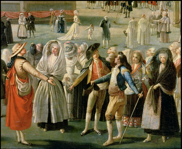 Detail of "Montgolfier balloon ascension in Madrid", 18th century (oil on canvas)
