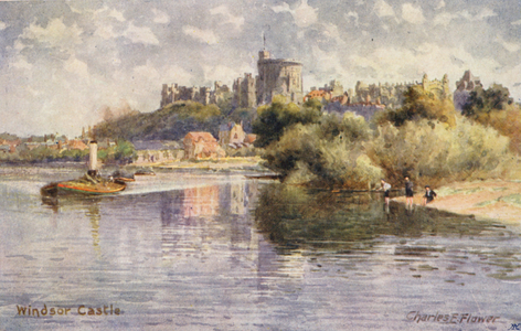 River Thames: Windsor Castle (colour litho)
