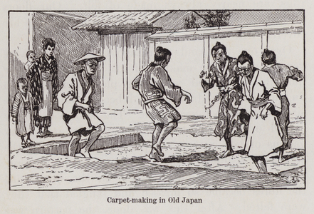 Japanese workers making carpets (litho)