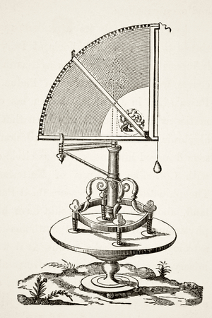 Small Quadrant or Quarter of a Circle, after copper engraving in book Tychonis Brahe Astronomiae Instauratae Mechanica of 1602, from Science and Literature in The Middle Ages by Paul Lacroix pub. London 1878
