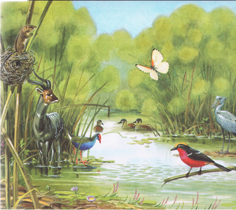 Shell Guide to the Water's Edge (designed and printed by Shell in East Africa), 1960's (colour litho)