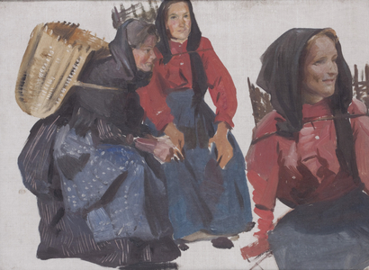 Fisherwomen at Portsoy, early 20th century (Oil on canvas)