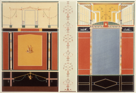 Ancient Pompeian wall painting reproduction, 19th century (watercolour and pencil)