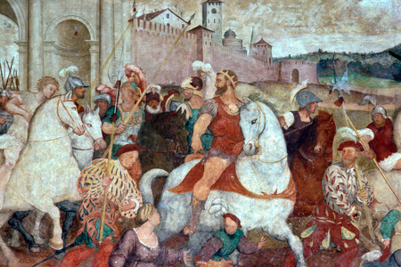 Battle scene outside the city walls, c.1460s (fresco)