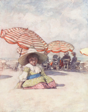World’s Children: French, On the Beach at Trouville (colour litho)