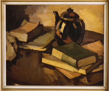 A Still Life with a Teapot and Books on a Table, c.1926 (oil on canvas)