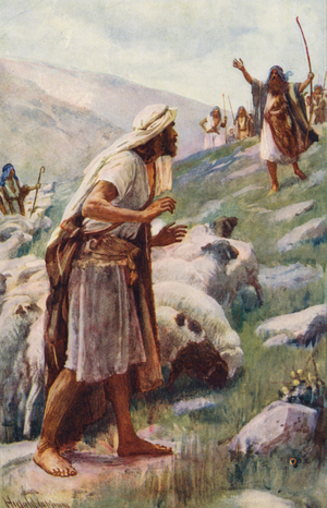 Old Testament: Jacob and Esau (colour litho)