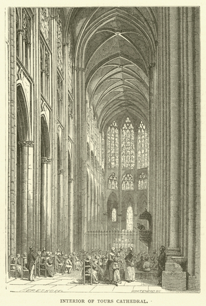 Interior of Tours Cathedral (engraving)