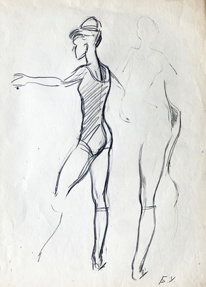 Ballerina Warming Up, 1974 (pencil on paper)