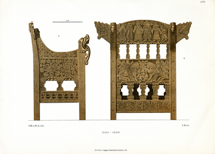 Romanesque Throne Chairs with Figural Decoration (chromolitho)