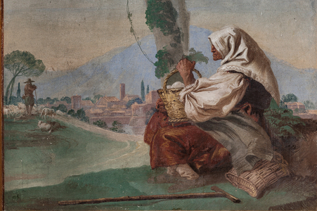 Old Peasant Woman with a Basket of Eggs, from the 'Foresteria' (Guesthouse), 1757 (fresco)
