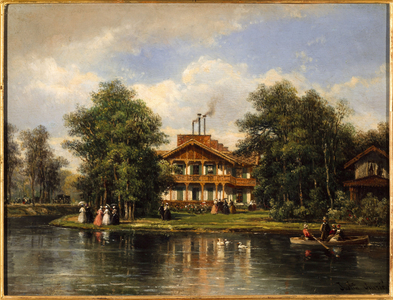 The Chalet de la Porte-Jaune, in the Bois de Vincennes, circa 1860 (oil on wood)