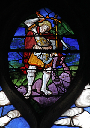 Window w10 depicting St Michael (stained glass)
