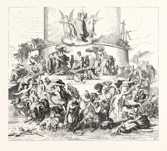 Salon of 1855. Prussian School. The Tower of Babel, Engraving