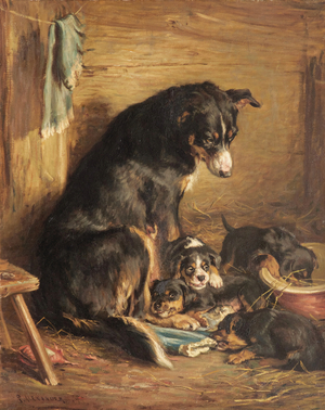 A proud mother (oil on canvas)