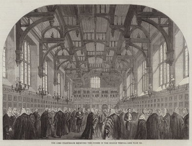 The Lord Chancellor receiving the Judges in the Middle Temple (engraving)
