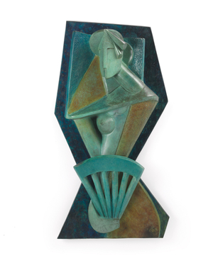 Woman with Fan, 1914 (polychromed bronze)