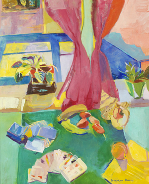 Pink Curtains (oil on canvas)
