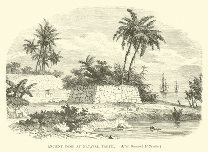 Ancient tomb at Matavai, Tahiti, after Dumont D'Urville (engraving)