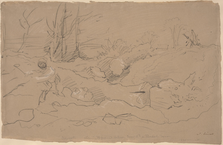 Bayswater, Clearing the Ground between Queen's Road and Porchester Terrace, 1830 (black chalk heightened with white on brown wove paper)