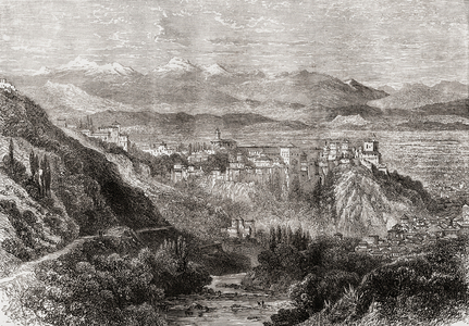 The Alhambra and general view of Granada Spain