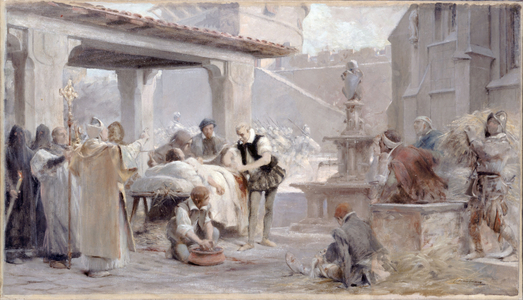 Sketch for the Sorbonne staircase: Ambroise Paré at the siege of Metz, circa 1888 (pencil, oil on canvas)