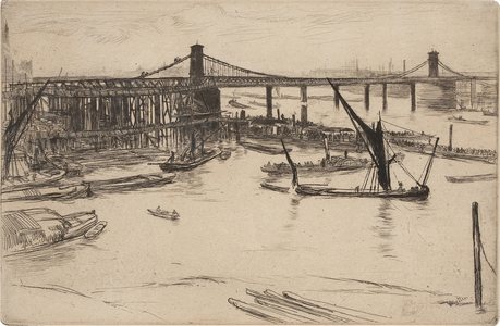 Old Hungerford Bridge, from The Thames, 1861(etching and drypoint on laid paper)
