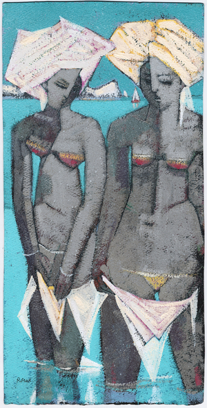 On the beach (oil on canvas)