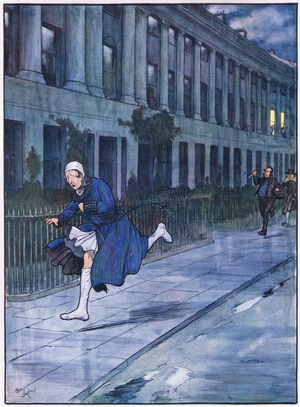 Mr Winkle took to his heels and tore round the crescent (colour litho)