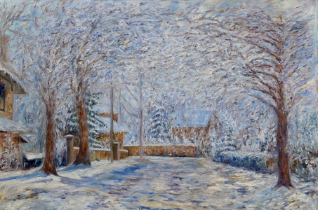 Howard Ave., Snow, 1980 ( oil on canvas)
