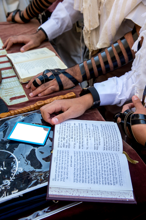 Bar mitsvah at the western wall, Jerusalem, israel. (photo)
