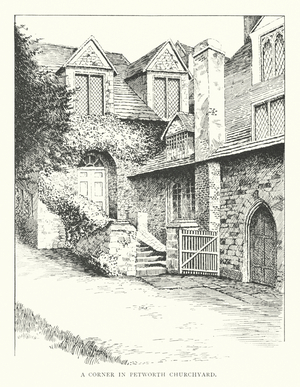 A corner in Petworth Churchyard (litho)