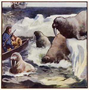 The colossal creatures twisted themselves round with incredible celerity (colour litho)