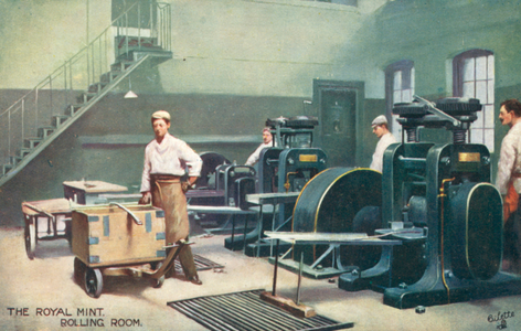 Rolling room, the Royal Mint, Tower Hill, London (photo)