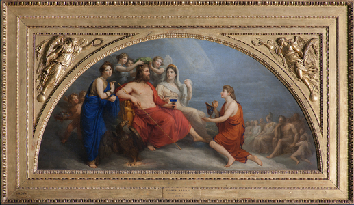 The Olympus (Jupiter, crowned with myrthe by the Hours, proffers a globet to Ganymede to be served nectar), 1806 (oil on canvas)