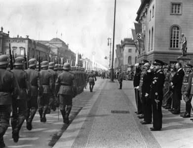 Pal Teleki and Istvan Csaky in Berlin, 1939 (b/w photo)