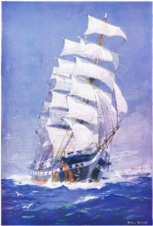 With sails to the breeze (colour litho)