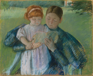 Nurse Reading to a Little Girl, 1895 (pastel on wove paper, mounted on canvas)