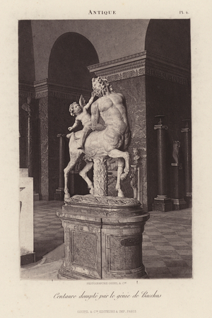 Centaure dompte par le genie de Bacchus (b/w photo)