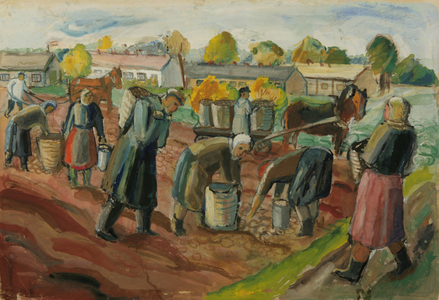 Potato Harvest, 1932 (tempera on paper)