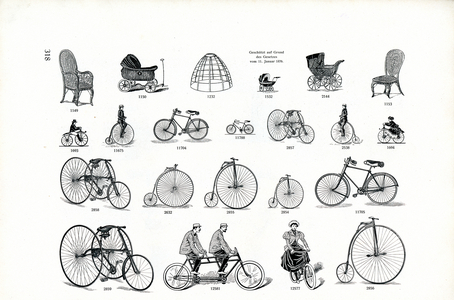 Vignettes of Bicycles and Baby Carriages (print)