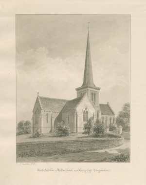 Walton-on-the-Hill Church: sepia wash drawing, 1848 (drawing)