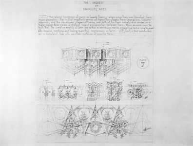 System of Architectural Ornament: Plate 7, The Values of Parallel Axes, 1922-23 (graphite on strathmore paper)