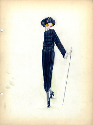 Day Dress, Fall 1919 (pencil & watercolour on paper)