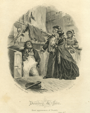 Dombey & Son: First Appearance of Bunsby, engraved by Vistus Balch (1799-1884)  (engraving)
