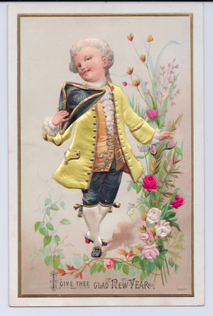 A Victorian deckle edge greeting card of, c.1880 (colour litho)