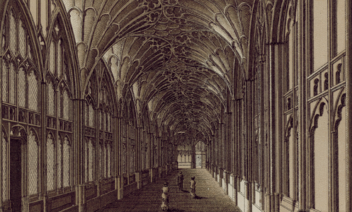 The Cloisters, Gloucester Cathedral (litho)