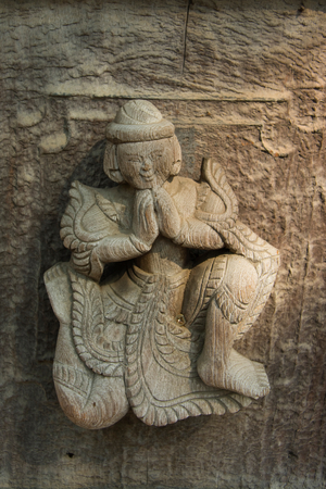 Carving, detail, Shwe Nandaw Kyaung Teak Pagoda, Mandalay, Mandalay Region, Myanmar (photo)