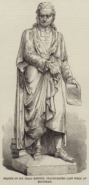Statue of Sir Isaac Newton, inaugurated Last Week at Grantham (engraving)