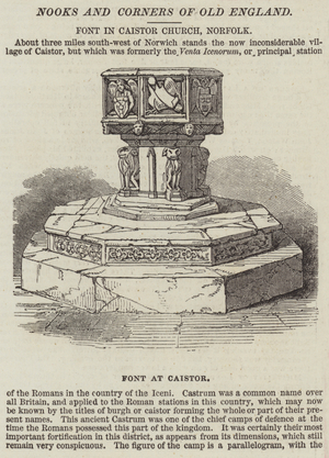Font in Caistor Church, Norfolk (engraving)
